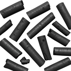 Microscopic Activated Carbon Rods Illustration on Black Background