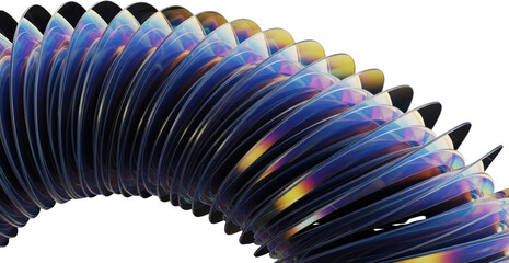 Abstract iridescent layered discs forming a flowing wave pattern isolate gradient