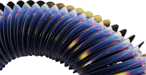 Abstract iridescent layered discs forming a flowing wave pattern isolate gradient