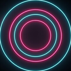 Obraz premium Glowing concentric circles neon pink
