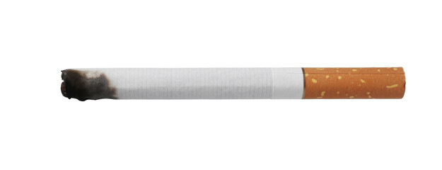 One burnt cigarette butt isolated on white