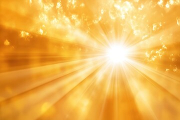 Bright golden sun rays shine through clouds, creating a radiant and warm atmosphere with intense light beams spreading across the sky.