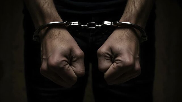 Hands in Handcuffs: Symbol of Confinement, Justice, and Law Enforcement