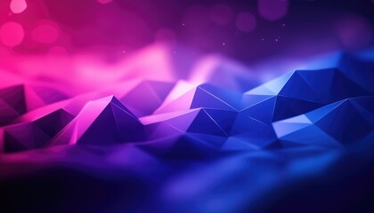 Abstract Low Poly Polygon Mesh in Blue and Purple Gradient with Sparkles Background
