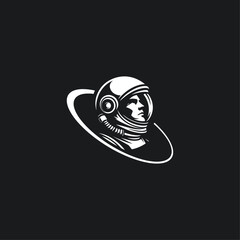 Astronaut logo icon flat vector design