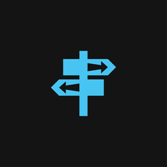 Obraz premium Road direction logo icon flat vector design