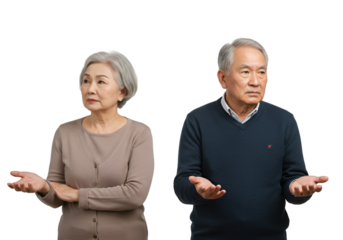 Isolated Photo Senior Couple Confused Transparent Background