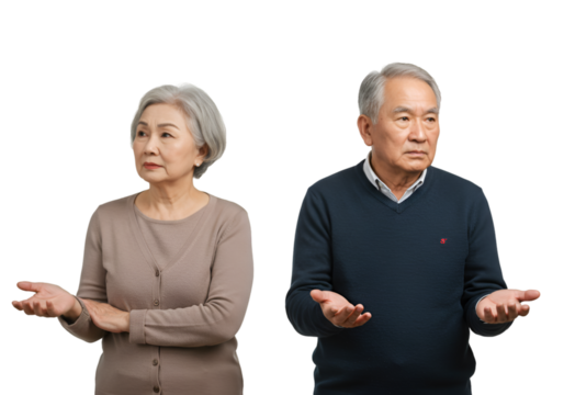 Isolated Photo Senior Couple Confused Transparent Background