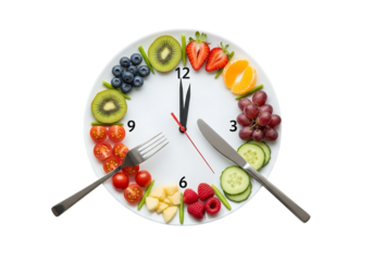 Clock made of fruits and vegetables promoting healthy eating habits