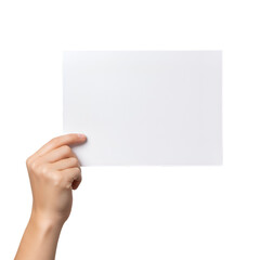 Obraz premium Photo Hand Holding Blank White Paper On Black Background