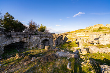 Fototapeta premium Tlos was an ancient Lycian city near the modern town of Seydikemer in the Mugla Province of southern Turkey, some 4 kilometres northwest of Saklikent Gorge. Tlos ancient city and amphitheatre Fethiye