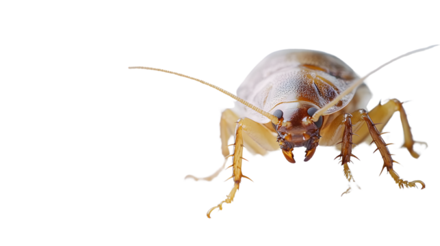 Close-up Cockroach Isolated on White Background - Professional Pest Control Image