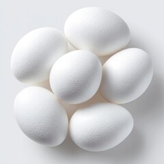 Fototapeta premium Group Of White Decorated Eggs On Light Background