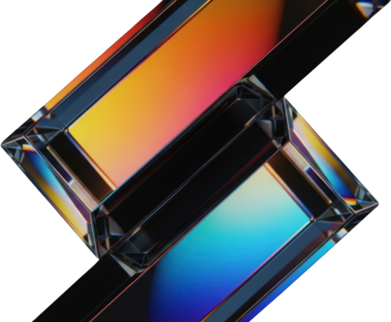 Abstract geometric shapes with colorful gradient light refractions and facets Prism transparent background
