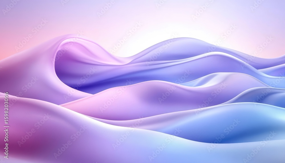 Aufkleber pastel smooth silk waves abstract gradient flow texture 3d render