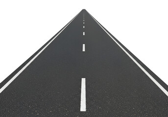 Isolated PNG of Empty Asphalt Road at Night