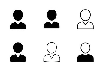 A collection of simple user icons in black and white representing diverse