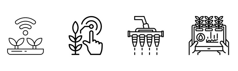 Smart Agriculture & Precision Farming: Agri-Tech & Irrigation Icons