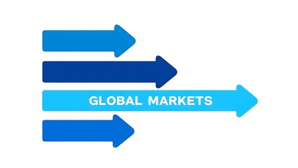 Conceptual Illustration of Global Market Trends and Growth Represented by Arrows Pointing Forward in a Business Graphic