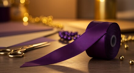 purple ribbon to commemorate World Cancer Day