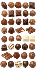 Isolated Realistic Illustration of Assorted Chocolates on Transparent Background
