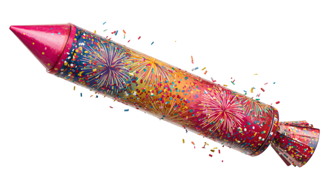  Festive Firework Rocket isolated on white background