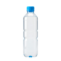 Isolated Realistic Photo Transparent Plastic Water Bottle Blue Cap