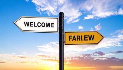 Obraz premium Directional signs at sunset