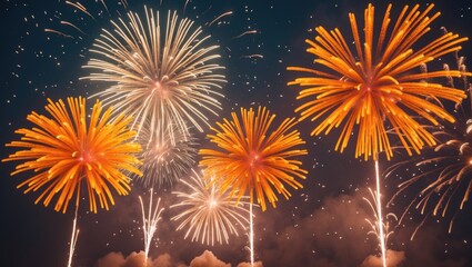 Colorful fireworks explosion in the night sky celebrating a festive event.