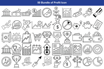 Collection of hand drawn business and finance icons