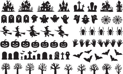 Halloween Vector Elements Silhouette vega Set