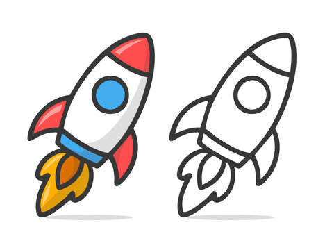 Fototapeta Space rocket emoji vector symbol ship illustration