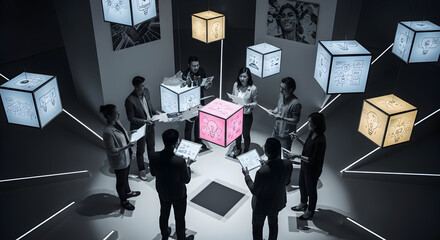 Innovative Minds Collaborate Together In Modern Office For Interactive Idea Generation