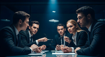 Intense Business Professionals Meeting During a Serious Strategic Discussion