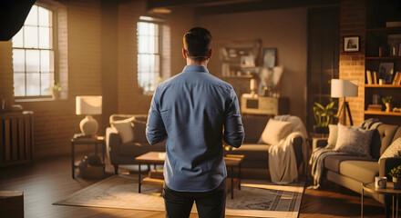 Man Facing An Intimate Living Room About To Film Or Do A Live Video