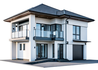 Modern suburban house png, isolated on white on transparent background, simple home suburban home hd