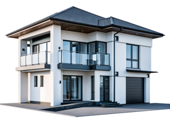 Modern suburban house png, isolated on white on transparent background, simple home suburban home hd