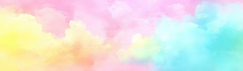 Pastel Watercolor Clouds Texture in Pink Yellow and Blue Gentle Dreamy Abstract