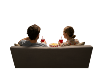 Photo of Couple Watching Movie on Couch