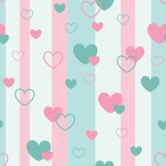 Hearts seamless vector pattern in hand drawn style