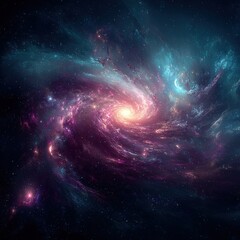 Spiral Galaxy With Vibrant Colors In Deep Space