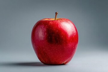 Red apple portrait, health fruit concept on gray background for nutrition & food
