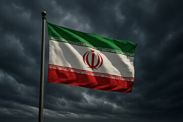 Iranian Flag, stormy sky