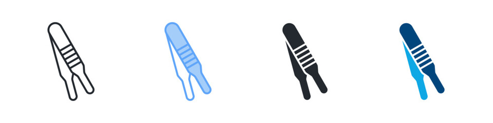 Forceps Icon Set Multiple Style. Designed In Outline, Blue, Glyph, Dual Tone