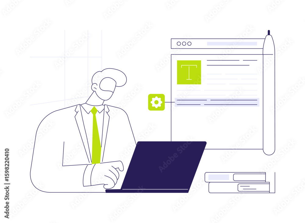 Poster text editor abstract concept vector illustration.