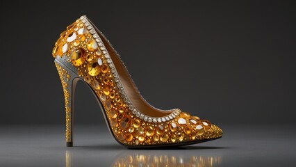 Obraz premium Luxury High Heel Pumps with Glittering Yellow Topaz Crystal Accents