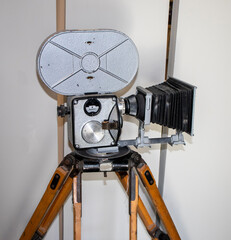 Shot of the vintage film video camera. Retro