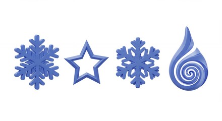 Four light purple graphic symbols on white background