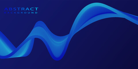 Abstract dark blue banner template. Minimalist vector wavy solid line background with text for social media covers and headers. vector illustration