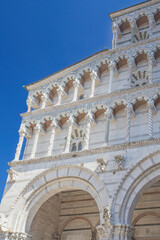 Gothic style face of Lucca Cathedral (Cattedrale di San Martino), Tuscany, Italy